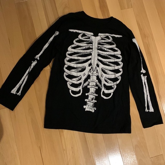 2 Long Sleeve Tees - Glow in the Dark Skeleton & Red - size L (10/12) - Picture 2 of 16